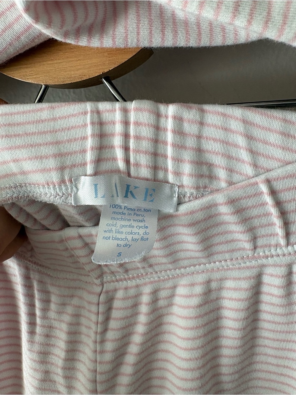 Lake Women's Pajama Set Size Small White/Pink Stripes Short Sleeve Pima Cotton - Picture 6 of 8